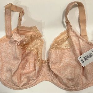 Elomi plus size bra CARAMEL Kim Underwire Stretch Lace Plunge, 40G New